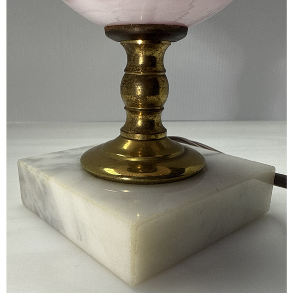 Vtg Fenton Cranberry Coin Dot Opalescent Marble Base Lamp Electric Marble Base - Picture 9 of 16